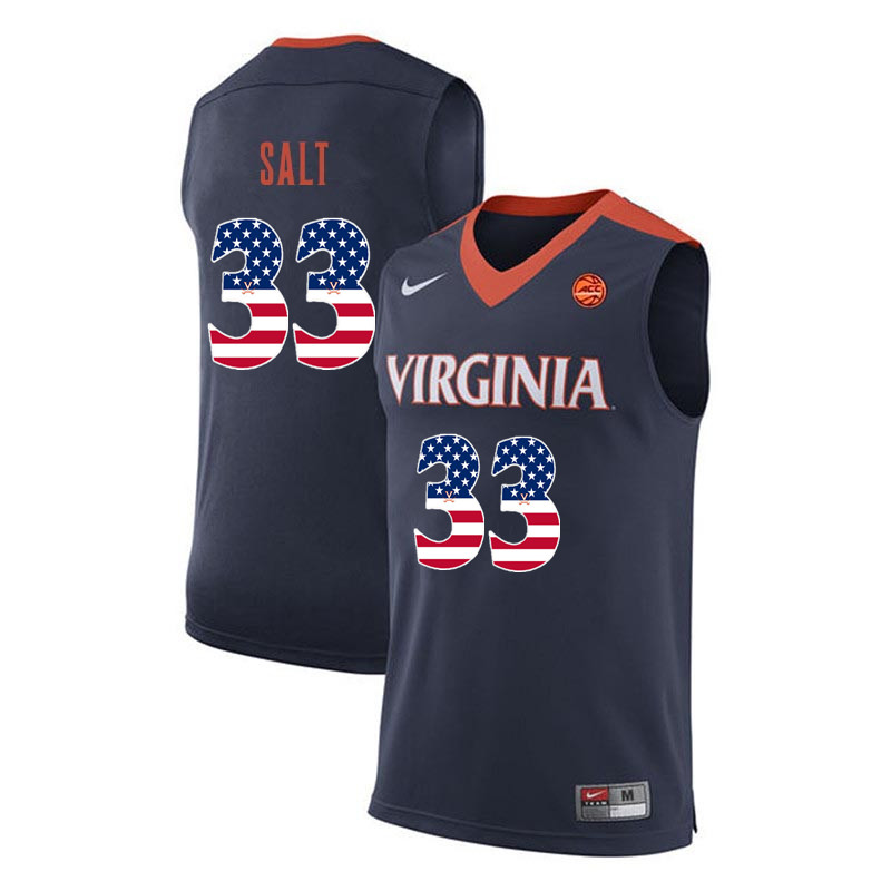 Men Virginia Cavaliers #33 Jack Salt College Basketball USA Flag Fashion Jerseys-Navy - Click Image to Close